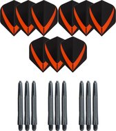 3 sets (9 stuks) Super Sterke – Oranje - Vista-X – darts flights – inclusief 3 sets (9 stuks) - medium - darts shafts