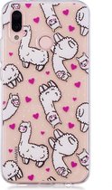 Shop4 - Huawei P20 Lite Hoesje - Zachte Back Case Alpaca Transparant