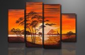 Afrika - Canvas Schilderij Vierluik 130 x 80 cm