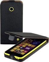 Nokia Lumia 830 Lederlook Flip Case hoesje Zwart