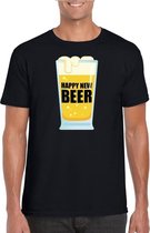 Fout oud en nieuw t-shirt Happy New Beer / Year zwart voor heren - Nieuwjaarsborrel kleding L