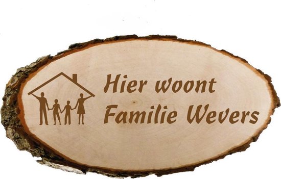 Houten naambord | naambordje voordeur hout| Duurzame naambord hout 30 t/m  33 x 15 cm | bol.com