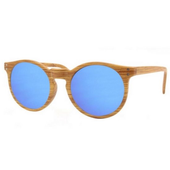 Zonnebril Bruno | hout kleur | heren | dames | unisex | festival | gek.  lens | zomer | bol.com
