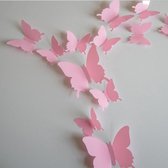 Papillons 3D Rose (12 pièces) - Muursticker / Décoration murale pour chambre d'enfant / chambre Chambre de bébé / salon
