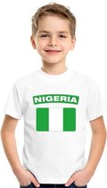 T-shirt met Nigeriaanse vlag wit kinderen 158/164