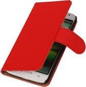 Huawei Ascend G630 Effen Rood - Book Case Wallet Cover Hoesje