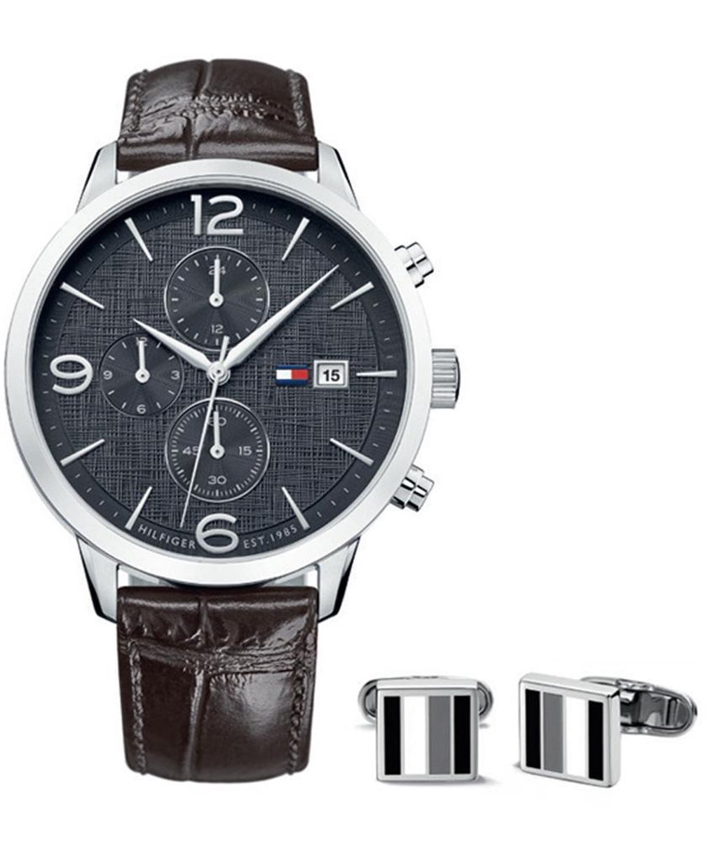 Tommy Hilfiger Liam TH1770015 Horloge - Leer - Zwart - Ø 42 mm