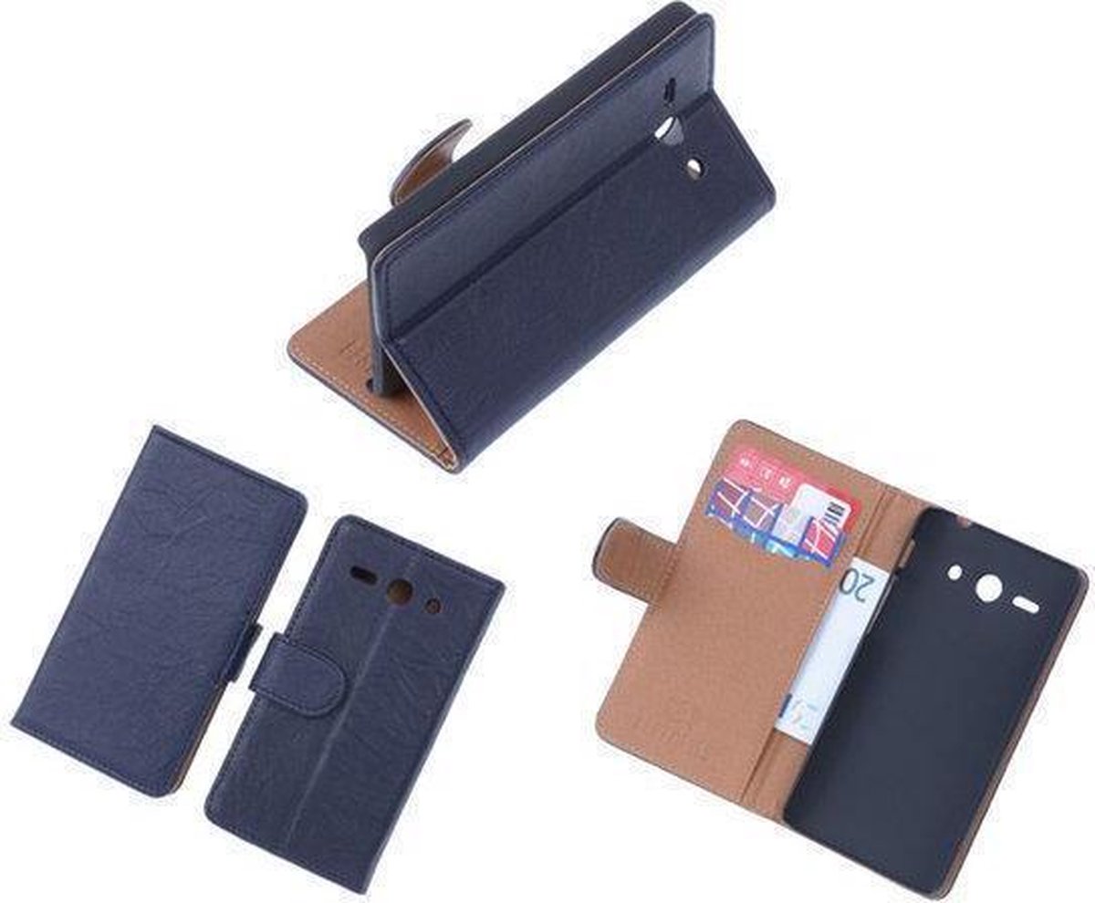 BestCases Navy Blue Luxe Echt Lederen Booktype Hoesje Huawei Ascend Y530