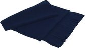 Fleece sjaal met franjes volwassenen marineblauw 160 cm