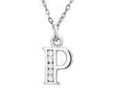 Montebello Ketting Letter P - Zilver Gerhod. - Alfabet - 10x20mm - 45cm