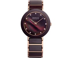 BERING Ceramic 11435-765 - Horloge - Staal | Keramiek - Rosékleurig | Rood - Ø 35 mm