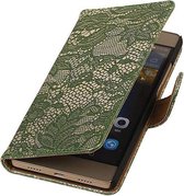 Mobieletelefoonhoesje.nl - Huawei Ascend G610 Hoesje Bloem Bookstyle Donker Groen