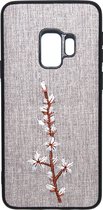 ADEL Textiel Stof Back Cover Softcase Hoesje Geschikt voor Samsung Galaxy S9 - Geborduurde Bloem