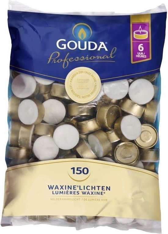 Horeca Gouda Theelichten 6uur 38mm zak Wit kwaliteit (150 stuks) bol.com