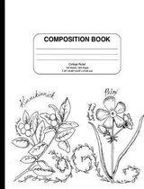 Composition Notebook with Vintage Coloring Flower