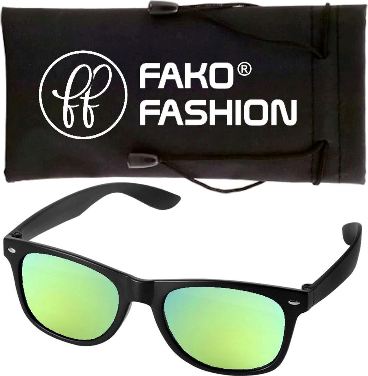 Fako Fashion® - Zonnebril - Mat Zwart - Spiegel Goud