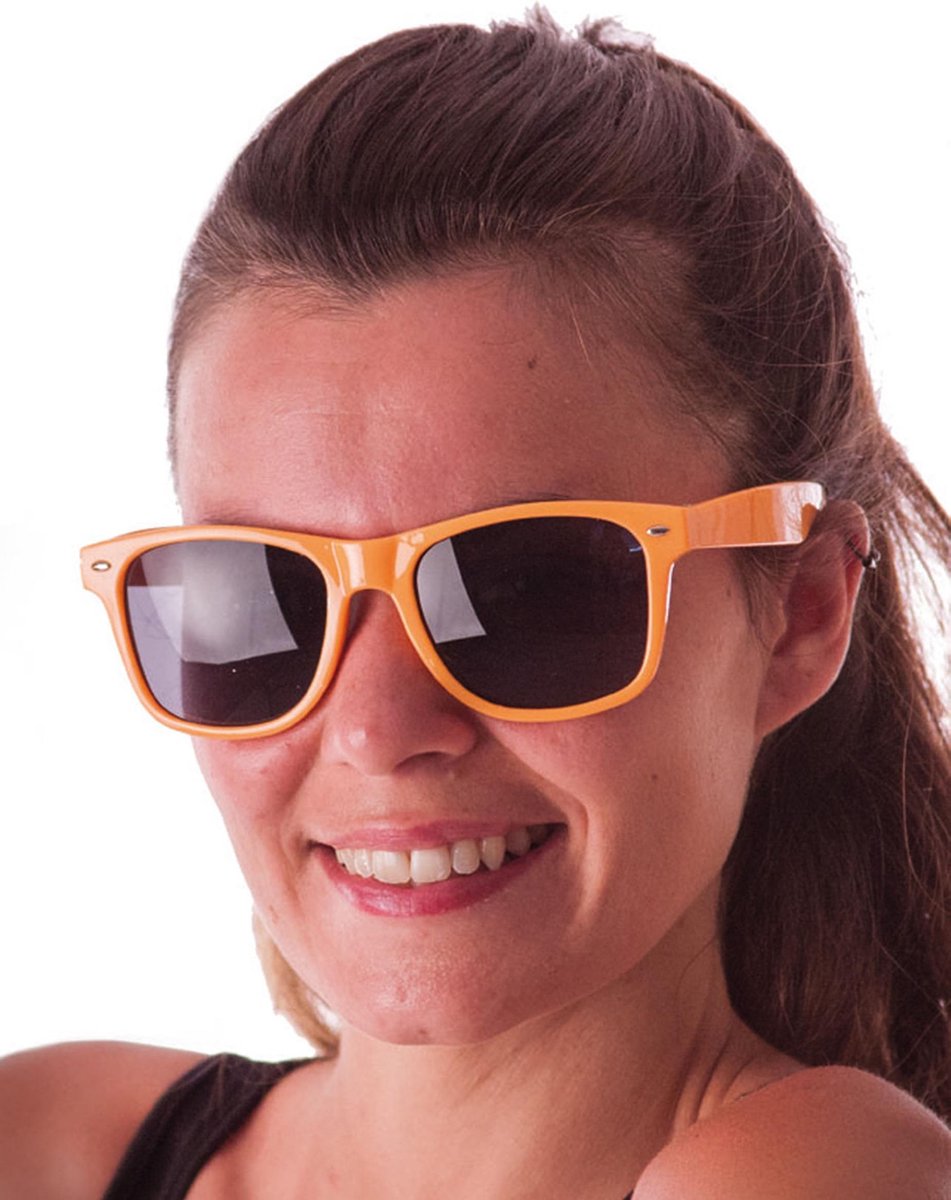 PARTYPRO - Fluo oranje blues zonnebril voor volwassenen