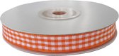 Geruit Lint 16mm (1,6cm) | Lint met Ruitjes | Gingham Plaid | Oranje | Cadeaulint | Decoratielint | Rol: 22 meter