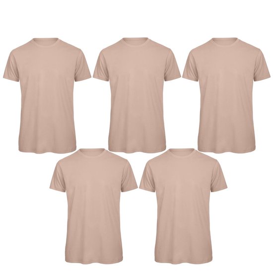 Senvi 5 pack T-Shirt -100% biologisch katoen - Kleur: Licht Roze - XXL