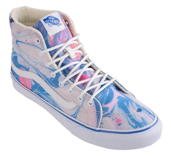 Vans Sk8-Hi Slim (Marble) Sneakers - Maat 36 - Dames - wit/blauw/roze | bol