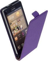 LELYCASE Paars Lederen Flip Case Cover Hoesje Huawei Ascend G6