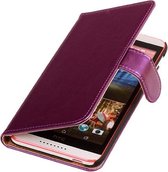 PU Leder Lila Hoesje HTC M8 mini Book/Wallet Case/Cover