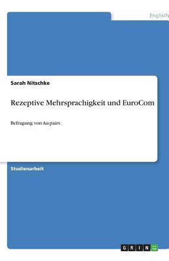 Livre : "Rezeptive Mehrsprachigkeit und EuroCom" par Sarah Nitschke, sous-titré "Befragung von Au-pairs".