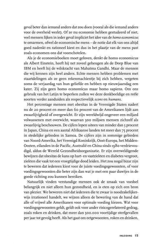 Pagina met tekst over de homo economicus en obesitas.
