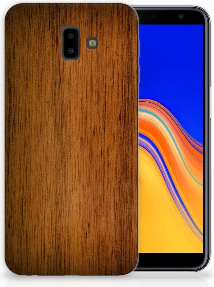 Samsung Galaxy J6 Plus (2018) Bumper Hoesje Donker Hout