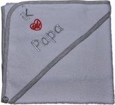 Badcape - Ik hou van papa wit/grijs/zilver