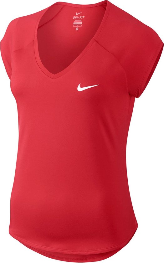 Nike Pure Tennis Top Dames Sporttop - Maat S - Vrouwen rood/wit | bol.com