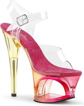 Pleaser Sandaal met enkelband, Paaldans schoenen -37 Shoes- MOON-708MCT Paaldans schoenen Goudkleurig/Roze