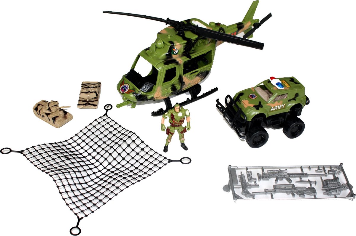 Leger speelgoed helikopter 13-delig - militair | bol.com
