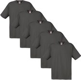 Fruit of the Loom - 5 stuks Valueweight T-shirts Ronde Hals - Light Graphite - XL