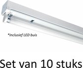 LED Buis armatuur 120cm - Enkel | Inclusief LED buis - Natuurlijk wit (Set van 10 stuks)