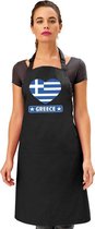 Griekenland hart vlag barbecueschort/ keukenschort zwart