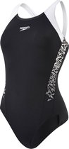 Speedo Endurance Boom Splice Muscleback Dames Badpak  - Zwart/Wit  - Maat 40