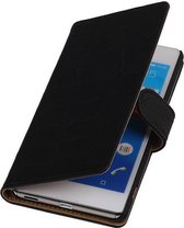 Croco Bookstyle Wallet Case Hoesje voor Sony Xperia M5 Zwart
