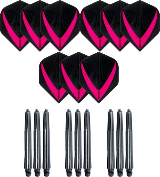 Afbeelding van het spel 3 sets (9 stuks) Super Sterke – Roze - Vista-X – darts flights – inclusief 3 sets (9 stuks) - medium - darts shafts