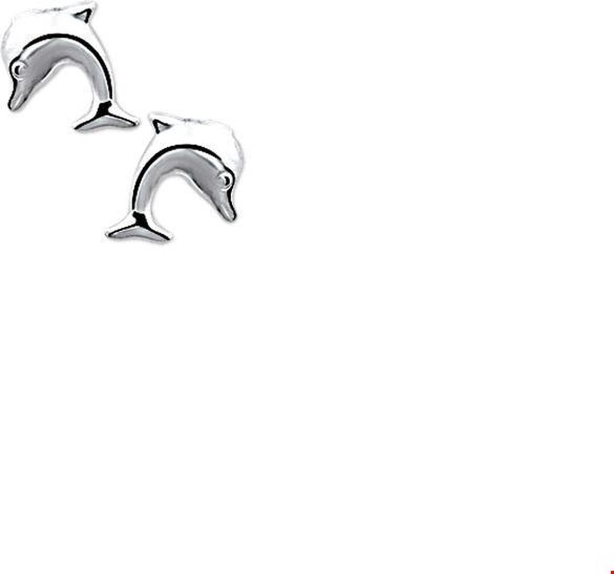 Oorknoppen Dolfijn Zilver Gerhodineerd Glanzend 9 mm x 8 mm