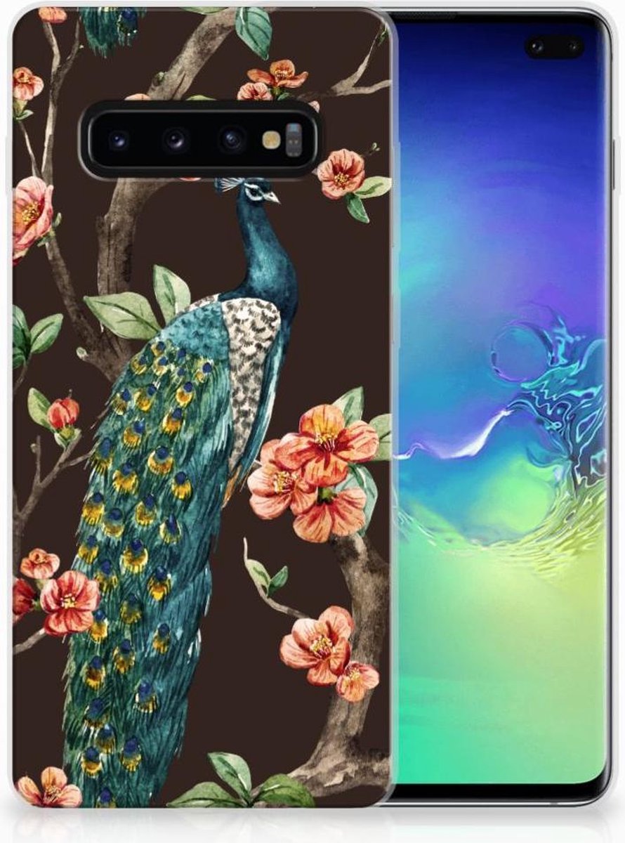 Samsung Galaxy S10 Plus TPU Hoesje Pauw met Bloemen