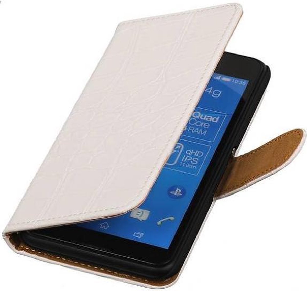 Croco Bookstyle Hoes Geschikt voor Sony Xperia E4g Wit