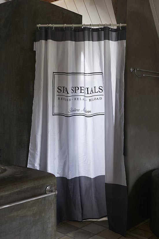 Riviera Maison Spa Specials Shower Curtain - Douchegordijn - grijs  -180x200cm | bol.com