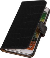 Croco Bookstyle Wallet Case Hoesjes Geschikt voor Samsung Galaxy E7 Zwart