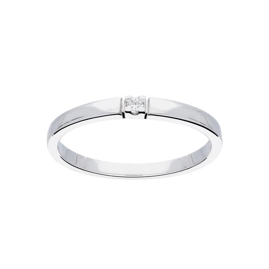 Glow ring met diamant solitaire - 1-0.02ct G/SI - witgoud 14kt - mt 52
