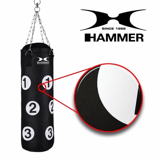 Hammer Boxing Sac de frappe Sparring avec chiffres, noir, 80x30 cm | bol