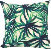 Palm Leaf Kussenhoes - Katoen/Linnen - 45 x 45 cm - Groen/Beige