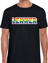 Lekker gaypride regenboog t-shirt zwart voor heren - Gay pride S