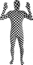 Morphsuits™ Bw Check Morphsuit - SecondSkin - Verkleedkleding - 176/184 cm - Zwart