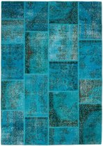 Patchwork tapijt Turquoise Handgeknoopt